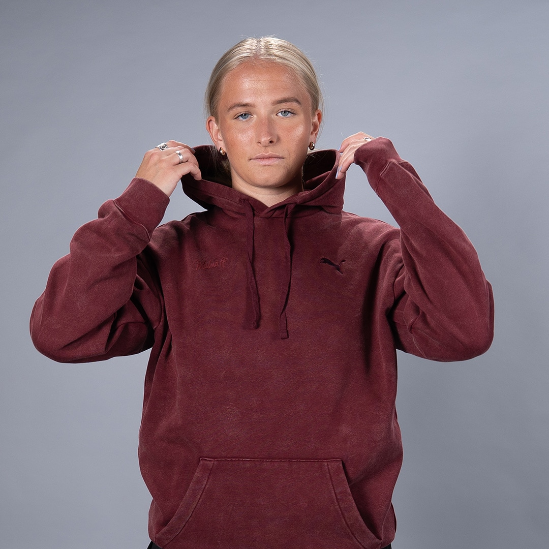 Puma W ESS ELEVATED Relaxed Wash Hoodie FL Ruby