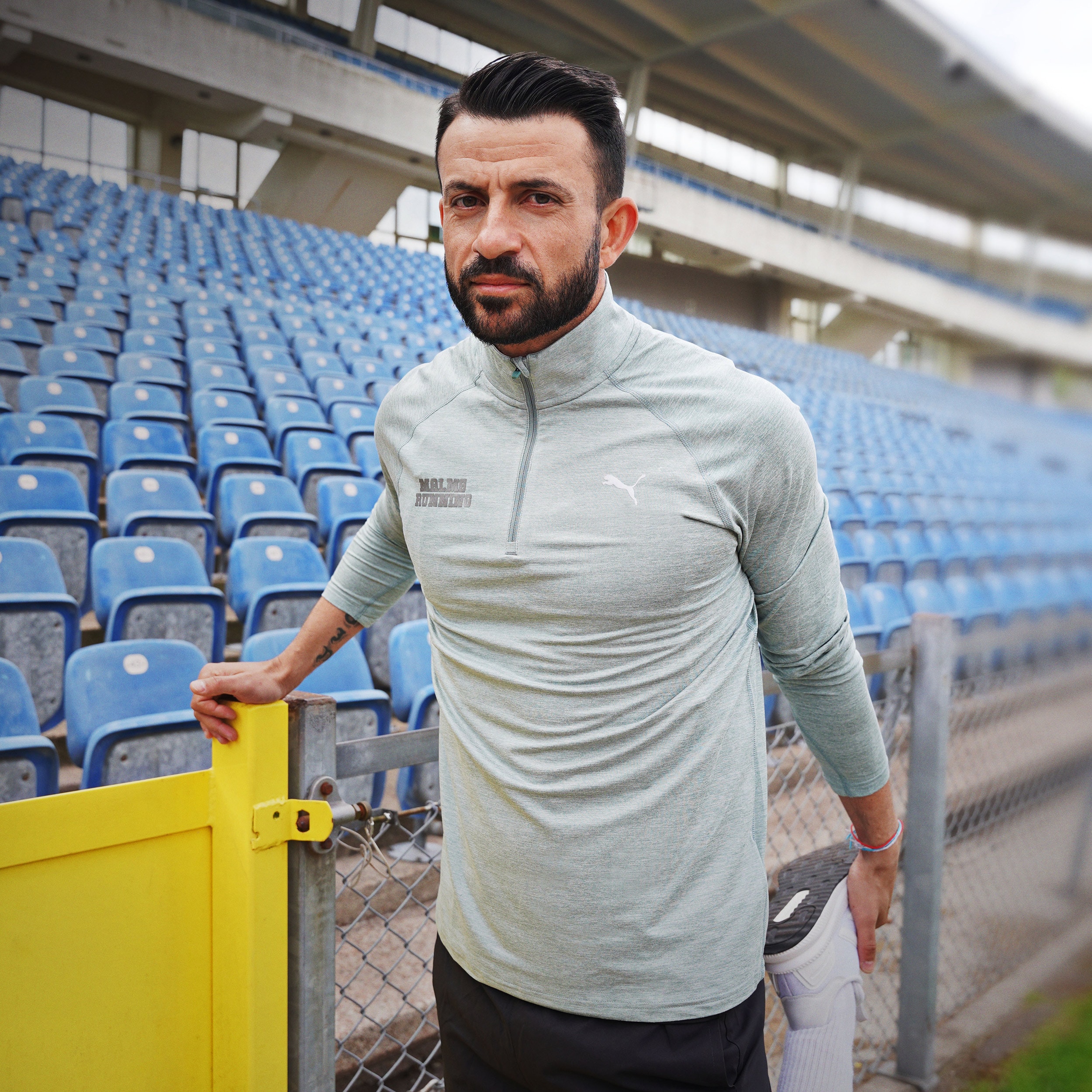 Puma M RUN VELOCITY CLOUDSPUN 1/4 ZIP Green 