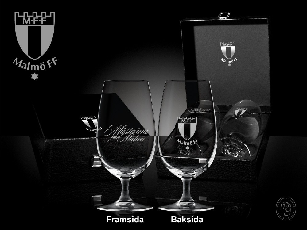 Ölglas 2-pack gravyr Mästarna från Malmö