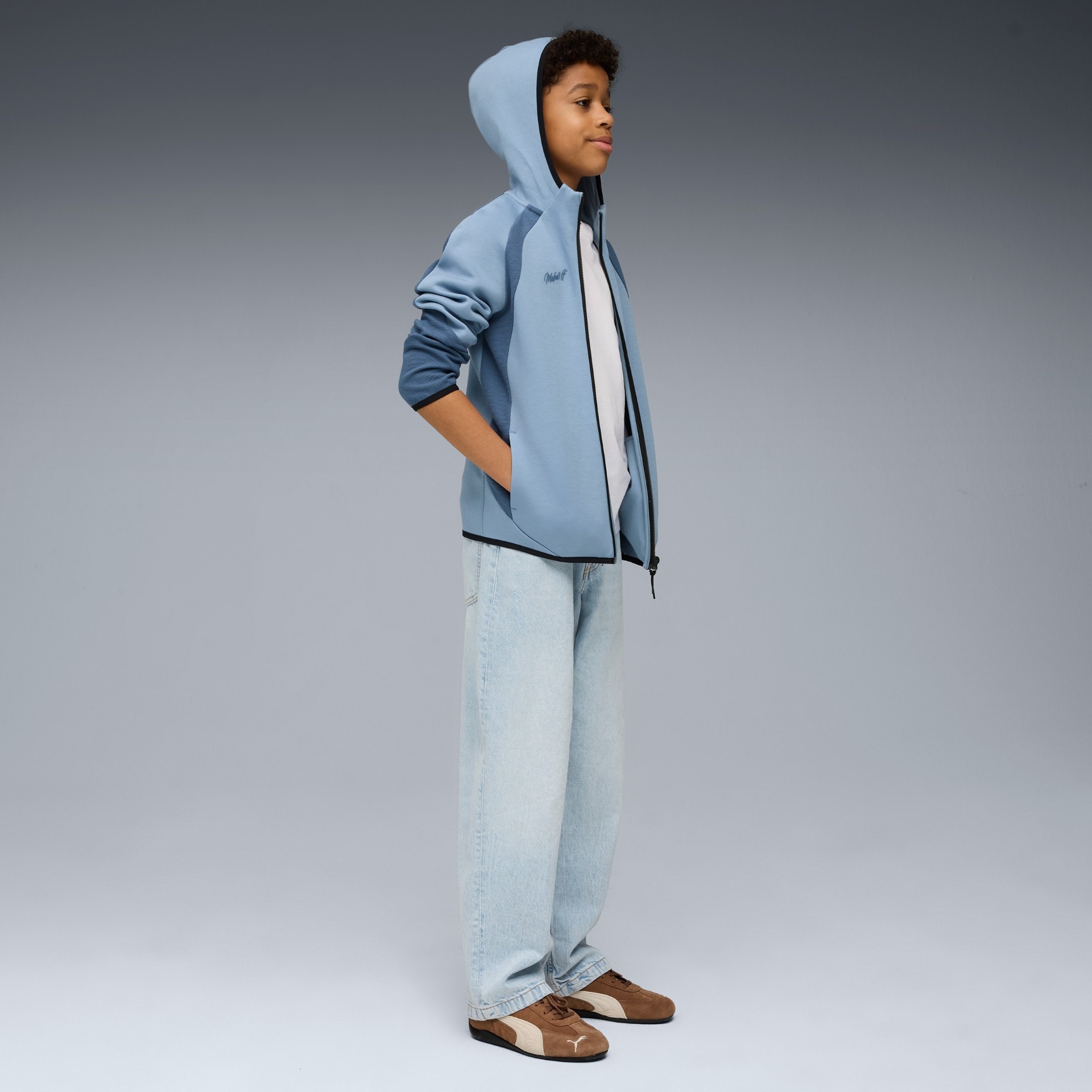 Puma EVOSTRIPE Full-Zip Hoodie Jr DK B Cool Blue