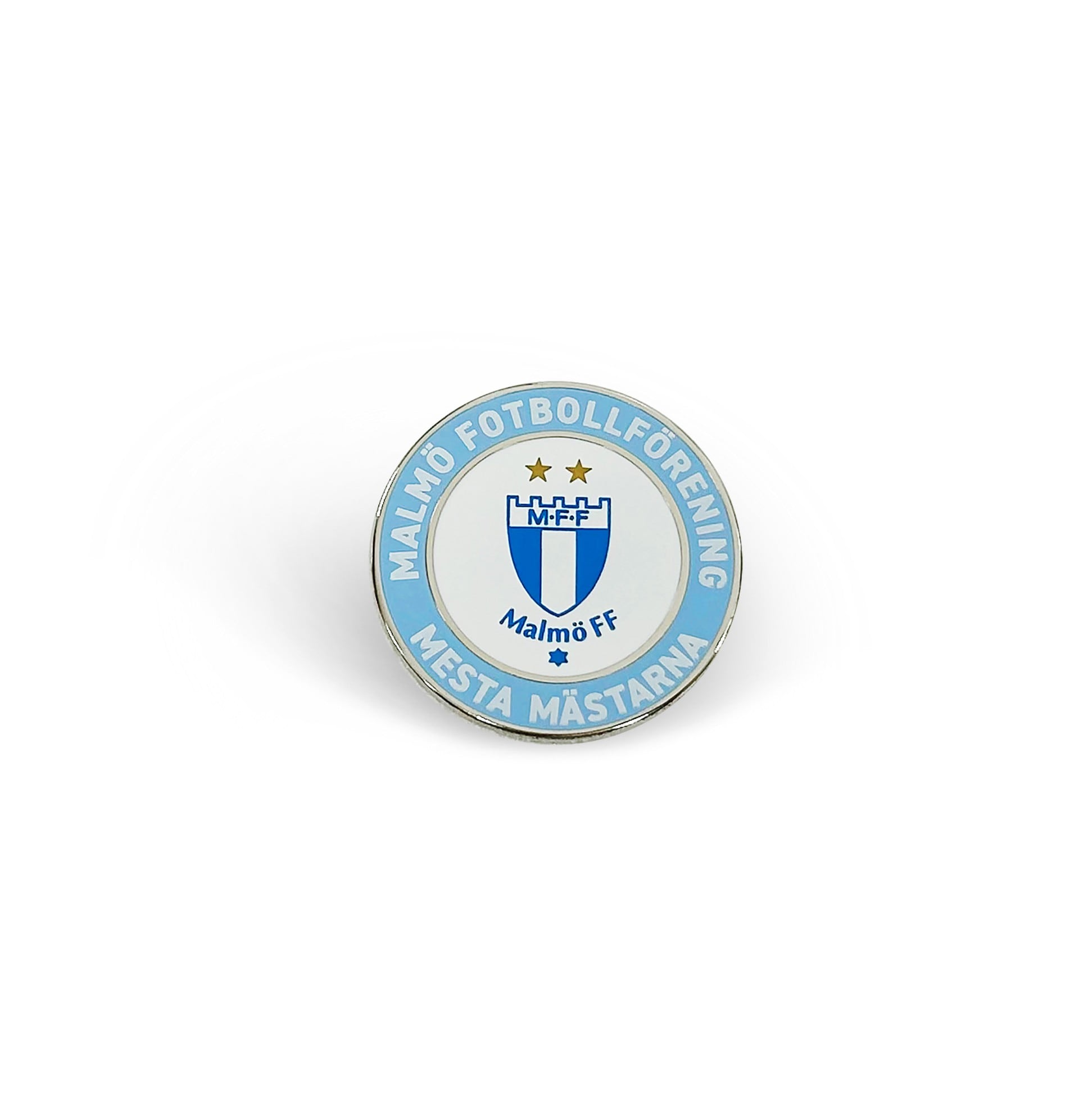 Pin rund ljusblå/vit
